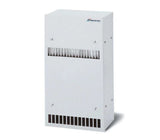 White air conditioning unit with brand logo on a white background