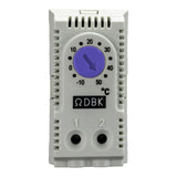 Thermostat with a purple display on a white background